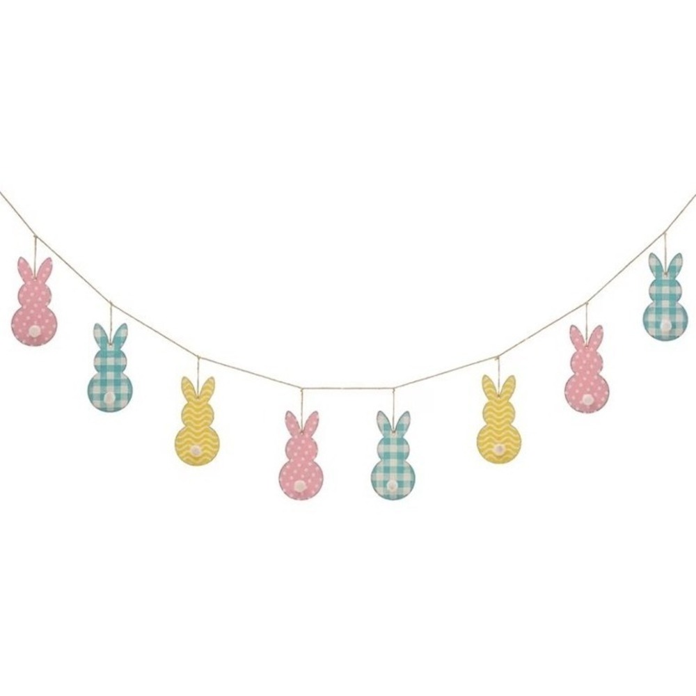 Easter Bunny Garland Pastel Polka Dot Gingham Spring Decor Nursery Cottagecore